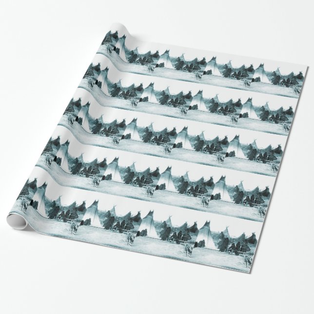 Native American Indian Camp 1890s Wrapping Paper (Unrolled)