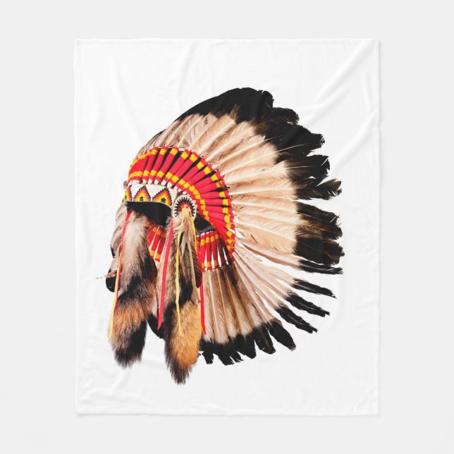 native american indian chief headdress (indian chi fleece blanket (Front)