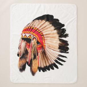 native american indian chief headdress (indian chi sherpa blanket