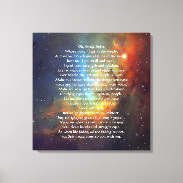 Native American Indian Chief Prayer Canvas Print (Front)