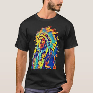 Native American Indian Chief Red Cloud Colorful   T-Shirt
