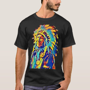 Native American Indian Chief Red Cloud Colourful T-Shirt