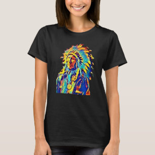 Native American Indian Chief Red Cloud Colourful T-Shirt