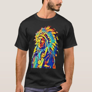 Native American Indian Chief Red Cloud Colourful T-Shirt