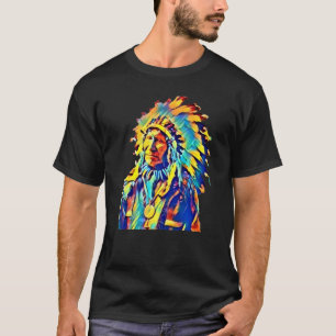 Native American Indian Chief Red Cloud Colourful T-Shirt
