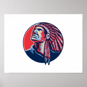 Native American Indian Chief Retro Poster
