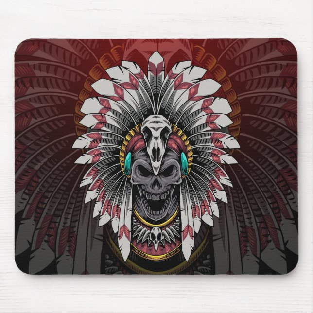 Native American Indian Chief Skull Mouse Pad (Front)