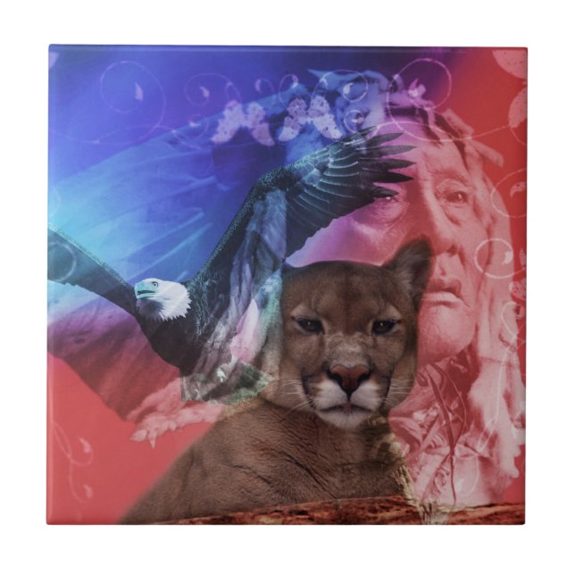 Native American Indian Chief Tile (Front)