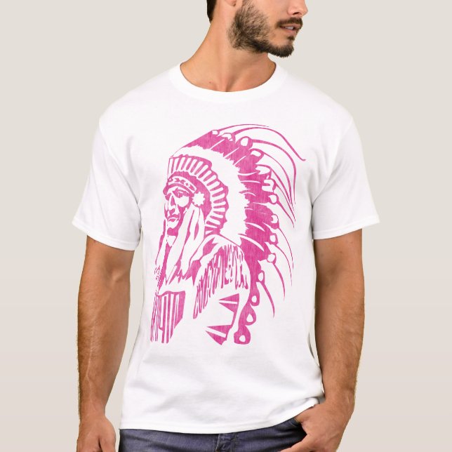 Native American Indian Chief Vintage (Fuchsia) T-Shirt (Front)