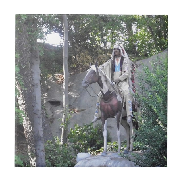 Native American Indian Chief with Horse Tile (Front)