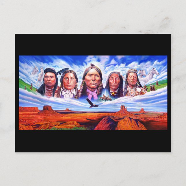 Native American Indian Chiefs Illustration Postcard (Front)