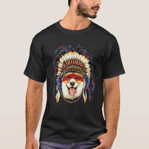 Native American Indian Corgi Dog  Indigenous Peopl T-Shirt
