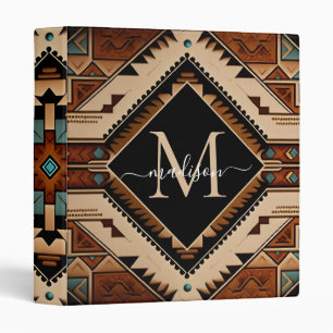 Native American Indian Culture Boho Style Monogram Binder