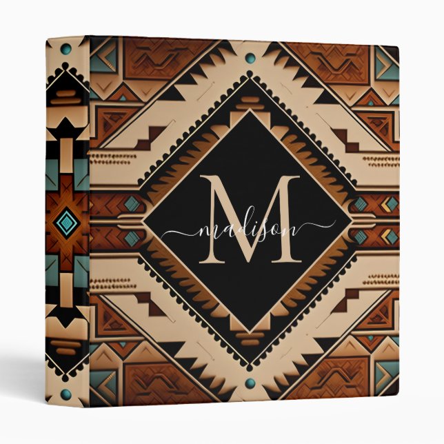 Native American Indian Culture Boho Style Monogram Binder (Front/Spine)