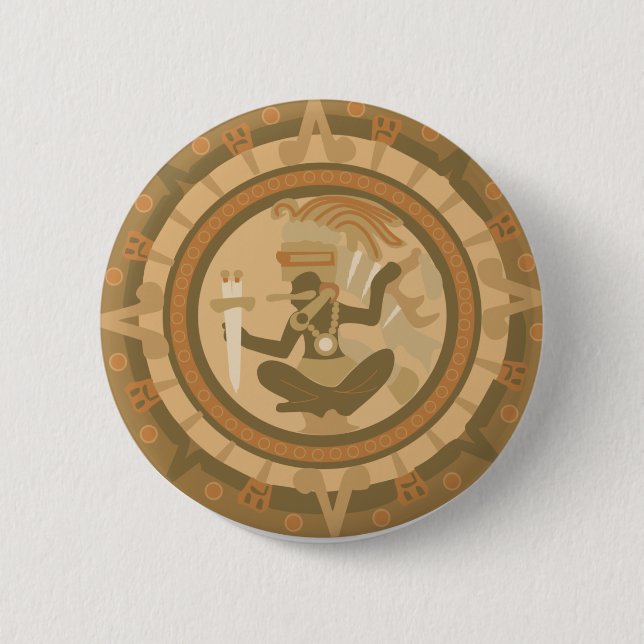 native american indian design 2 inch round button (Front)