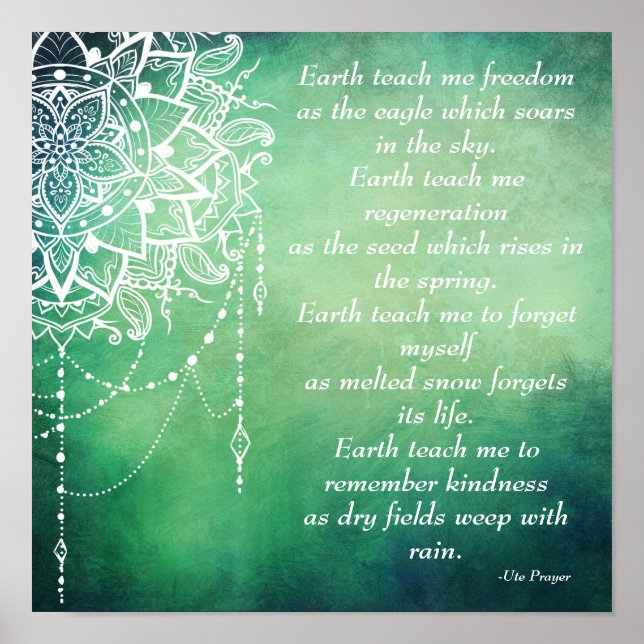 Native American Indian Earth Prayer Poster (Front)