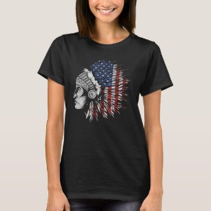 Native American Indian Flag Headdress 1 T-Shirt