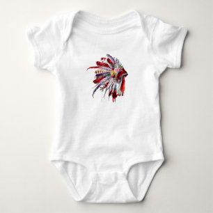 Native american indian flowers featehrs silhoutte baby bodysuit