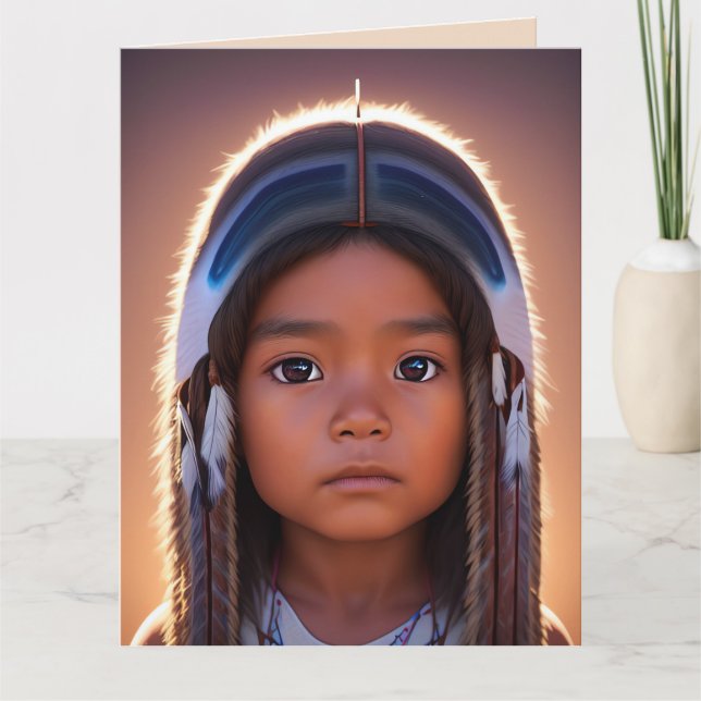 NATIVE AMERICAN INDIAN GIRL ART BIRTHDAY CARDS (Front)