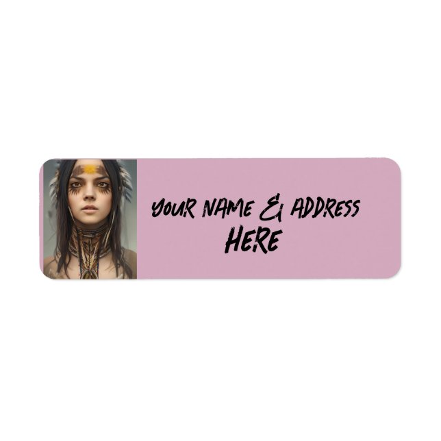 NATIVE AMERICAN INDIAN GIRL RETURN ADDRESS LABELS (Front)