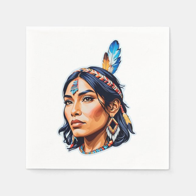 Native American Indian Lady Napkin (Front)