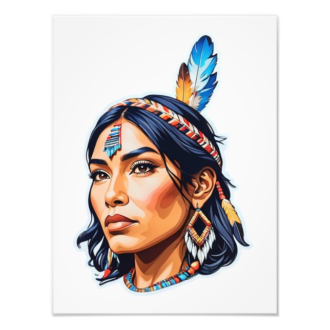 Native American Indian Lady Photo Print (Front)