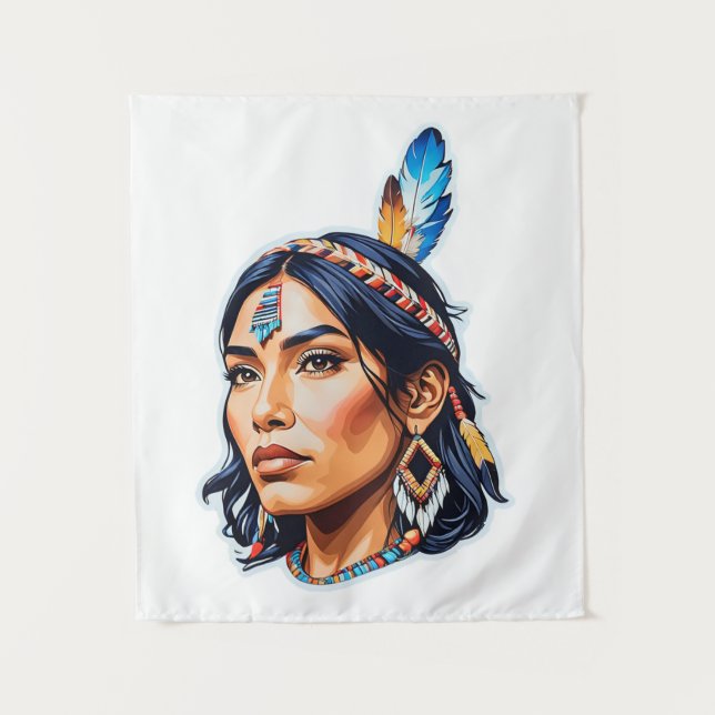 Native American Indian Lady Tapestry (Front)