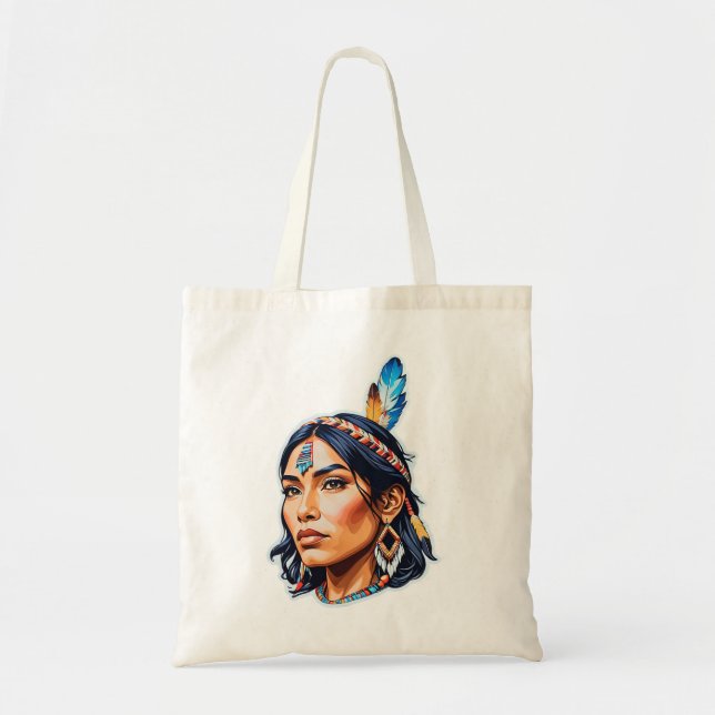 Native American Indian Lady Tote Bag (Front)
