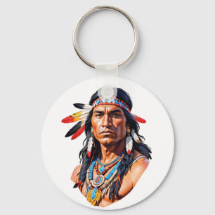 Native American Indian Man Keychain