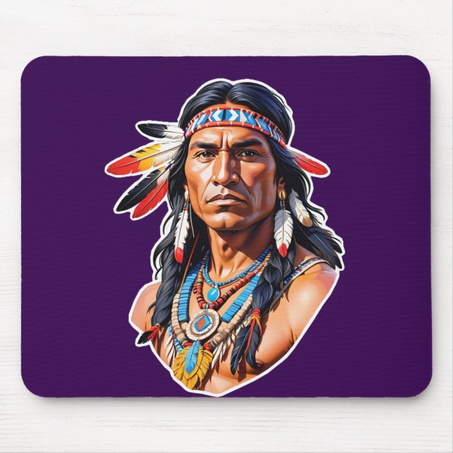 Native American Indian Man Mouse Pad (Front)