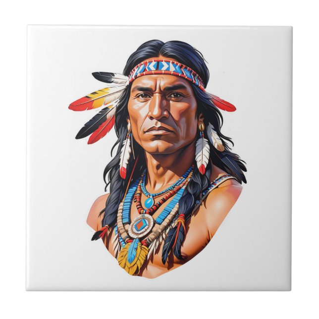 Native American Indian Man Tile (Front)