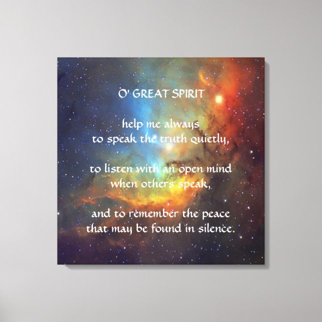 Native American Indian Prayer Canvas Print (Front)