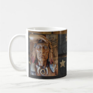 Native American Indian sculpture with fox feathers Coffee Mug