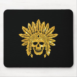 Native American - Indian - Skull - Authentic - War Mouse Pad