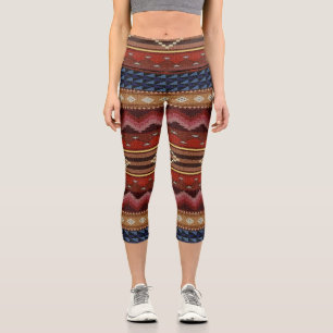 Native American Indian Southwest Pattern Capri Leggings