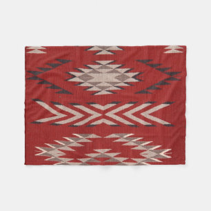 Native American Indian Southwest Red Pattern Fleece Blanket