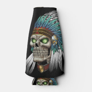 Native American Indian Tribal Gothic Skull Bottle Cooler