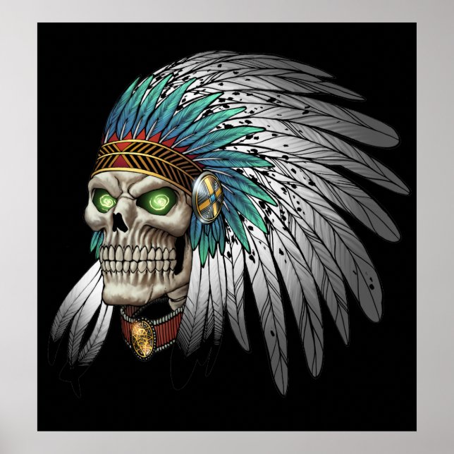 Native American Indian Tribal Gothic Skull Poster (Front)