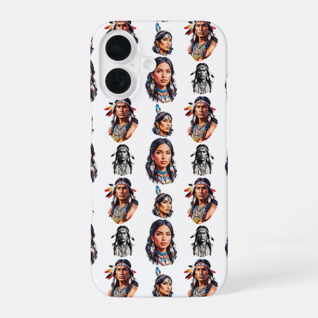 Native American Indian Tribe Pattern Design  iPhone 16 Case (Back)