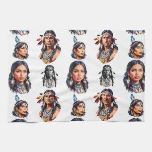 Native American Indian Tribe Pattern Design Kitchen Towel