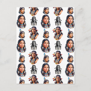 Native American Indian Tribe Pattern Design  Postcard