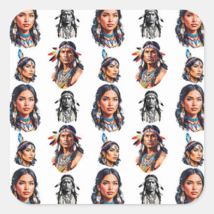 Native American Indian Tribe Pattern Design Square Sticker