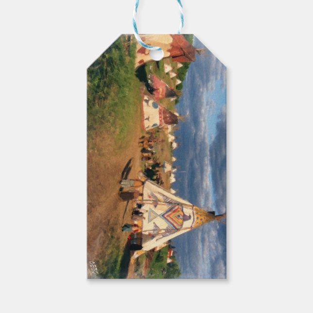 Native American Indian Village Gift Tags (Front)