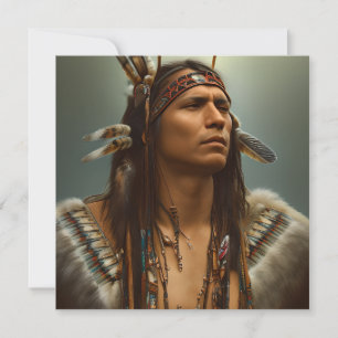 Native American Indian Warrior Graphic Card