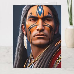 NATIVE AMERICAN INDIAN WARRIOR MAN BIRTHDAY CARDS