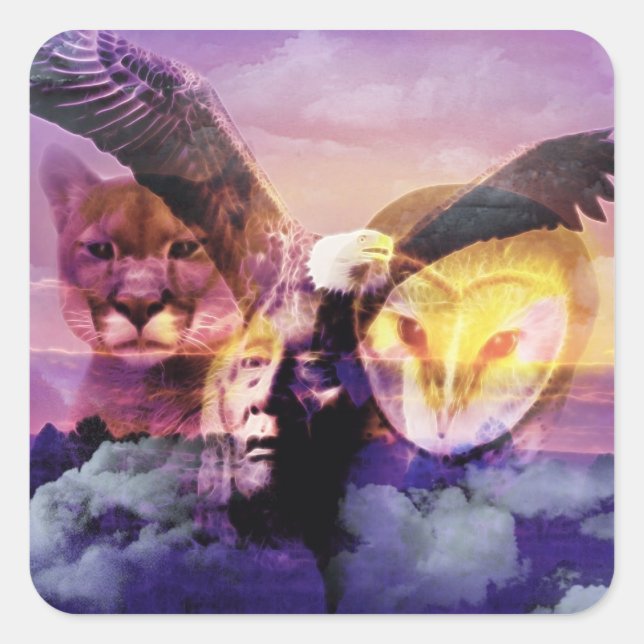 Native American Indian Warrior Square Sticker (Front)