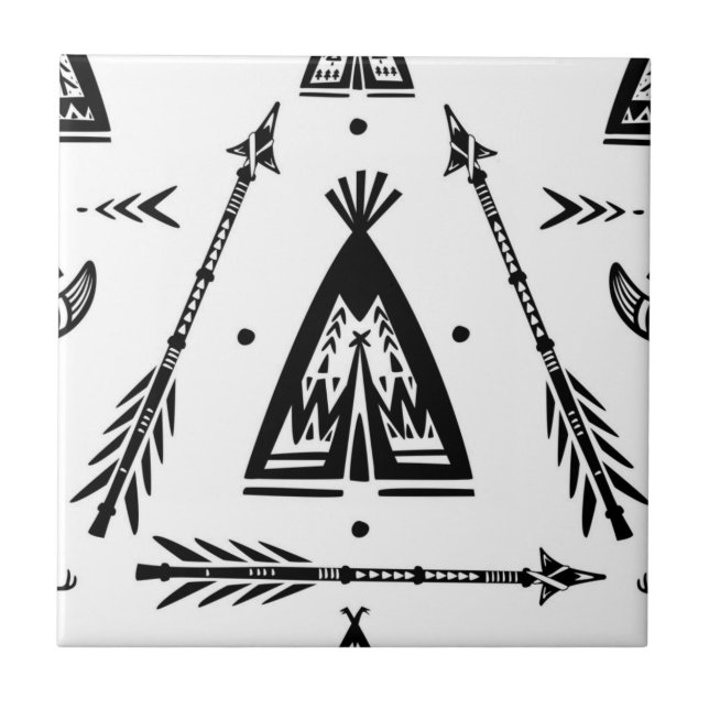 Native American Indian Wigwam Arrows Tile (Front)