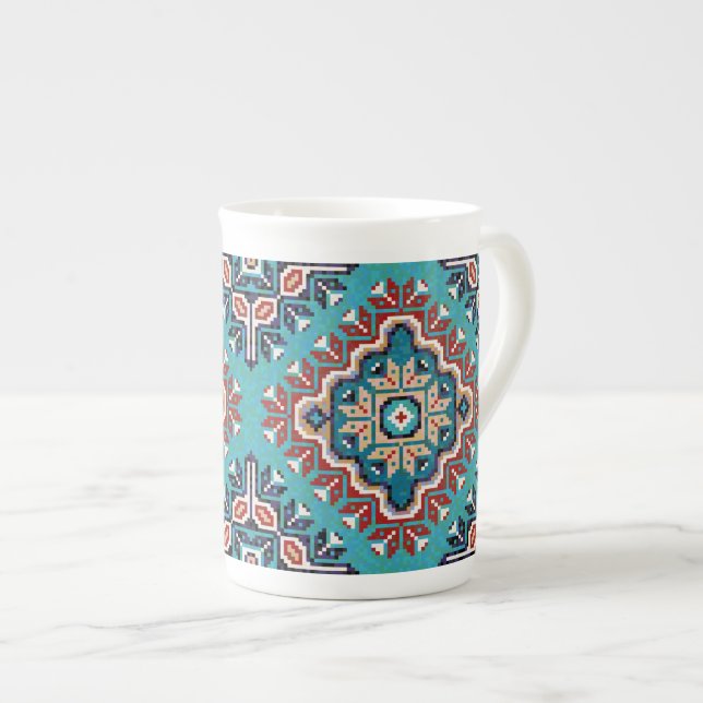 Native American Indians Navajo Mosaic Pattern  Bone China Mug (Front Right)