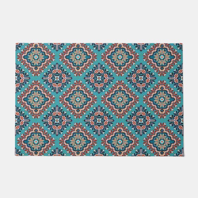 Native American Indians Navajo Mosaic Pattern Doormat (Front)
