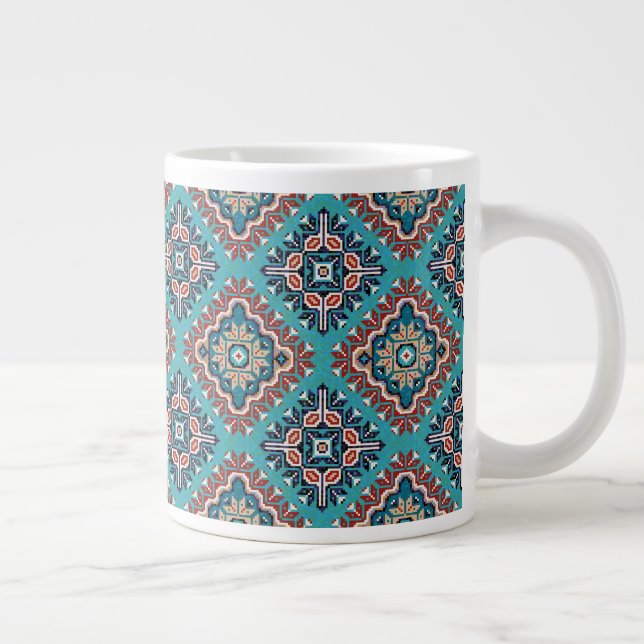 Native American Indians Navajo Mosaic Pattern  Large Coffee Mug (Right)